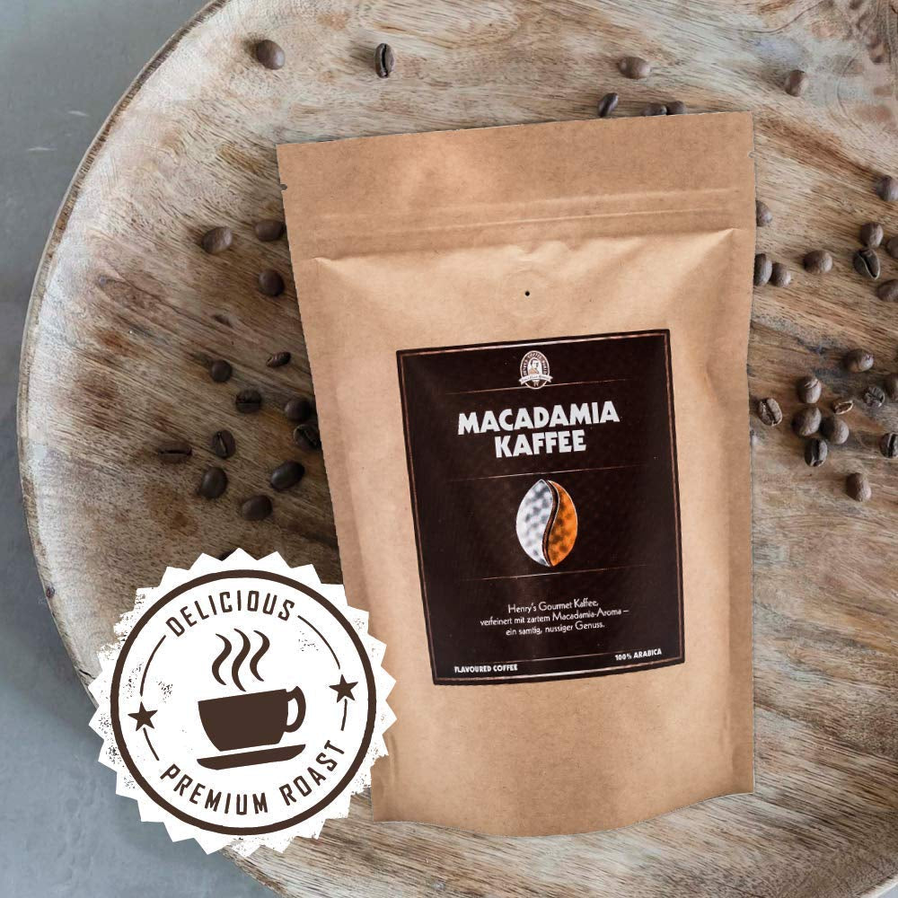 Henry's Macadamia Coffee 1000g - onze verfijnde gastronomische koffie met de fijnste smaken - ambachtelijk gebrand - premium koffiebonen