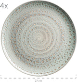 MÄSER 931744 Spicy Market-serie, handgeschilderde serviesset voor 4 personen in vintage mediterraan design, 16-delige keramische combinatieset, groen, steengoed