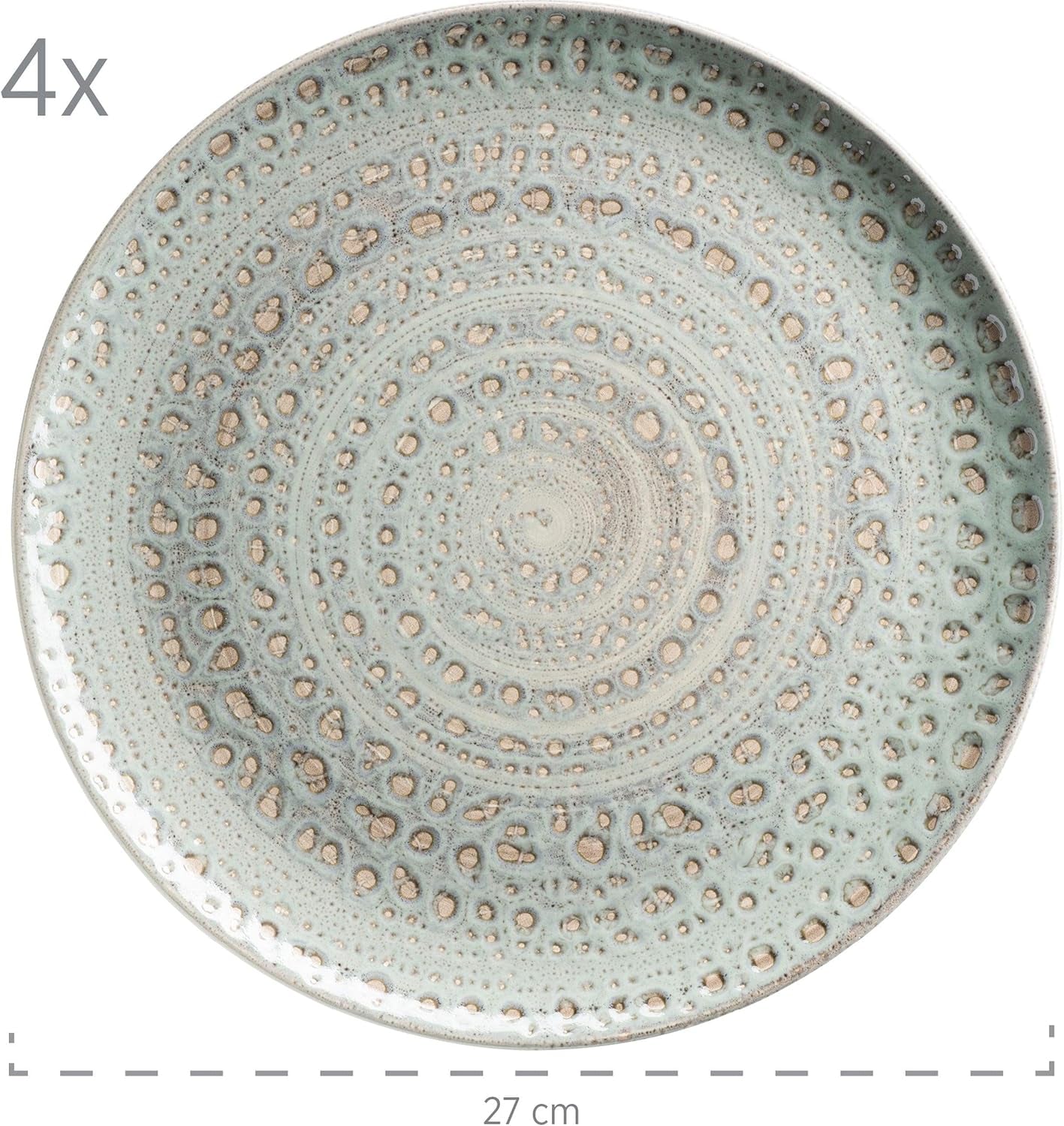 MÄSER 931744 Spicy Market-serie, handgeschilderde serviesset voor 4 personen in vintage mediterraan design, 16-delige keramische combinatieset, groen, steengoed
