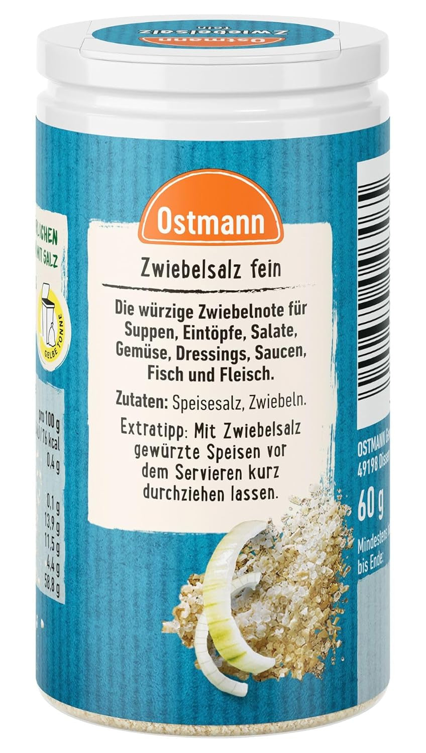 Ostmann Gewürze - Zwiebelsalz | Nachfüllbare en recycleerbare verpakking | 60 g in Der Streudose