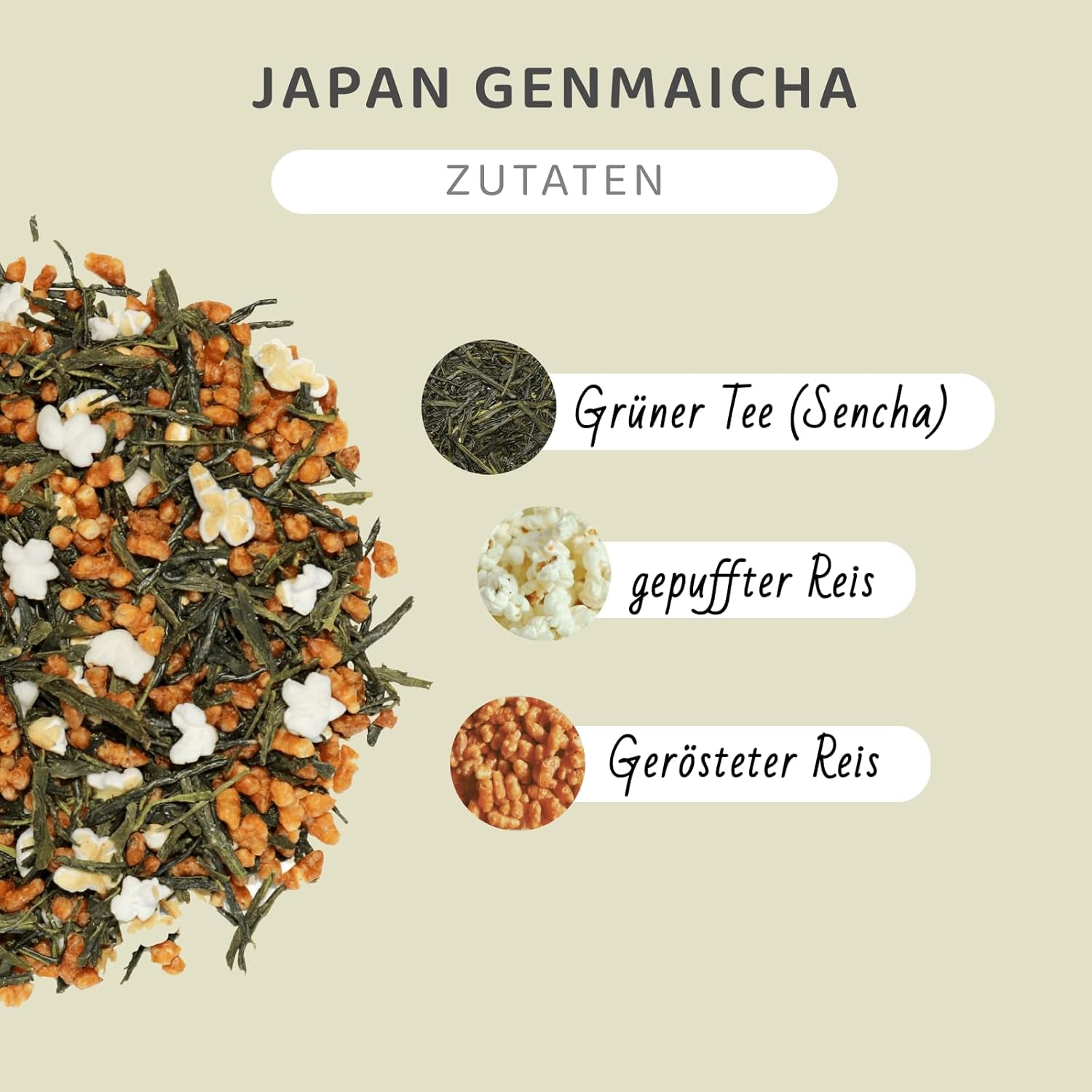 Genmaicha Japanse groene thee met geroosterde rijst, 50% Kagoshima Sencha, premium losse groene thee, traditionele mix, geen toegevoegde smaakstoffen, 100g | Wondertea Japanse groene thee Genmaicha