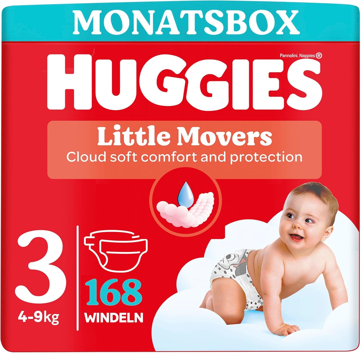 Huggies Babyluiers Little Movers, Disney Design, maat 3, 168 stuks (3 x 56), maanddoos