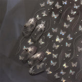 2 Blätter Schmetterling Nagelsticker Selbstklebend,Muschel Glitzer Nail Art Butterfly Nail Sticker Lila Grau Schmetterlinge Nagelaufkleber Relief Laser Vlinders Nagelsticker Nageldesign Zubehör