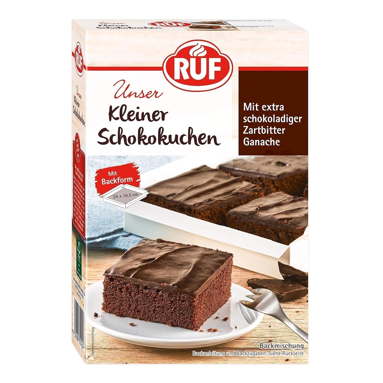 RUF Kleiner Himbeer-Schokokuchen, Mini-Kuchen Mit Feiner Puddingcreme, Himbeeren en Weißen Schokoraspeln, Inkl. Backform, 1X252G Mengsel voor bakken en koken Naty Shop 270 G (1Er Pack) Schokokuchen