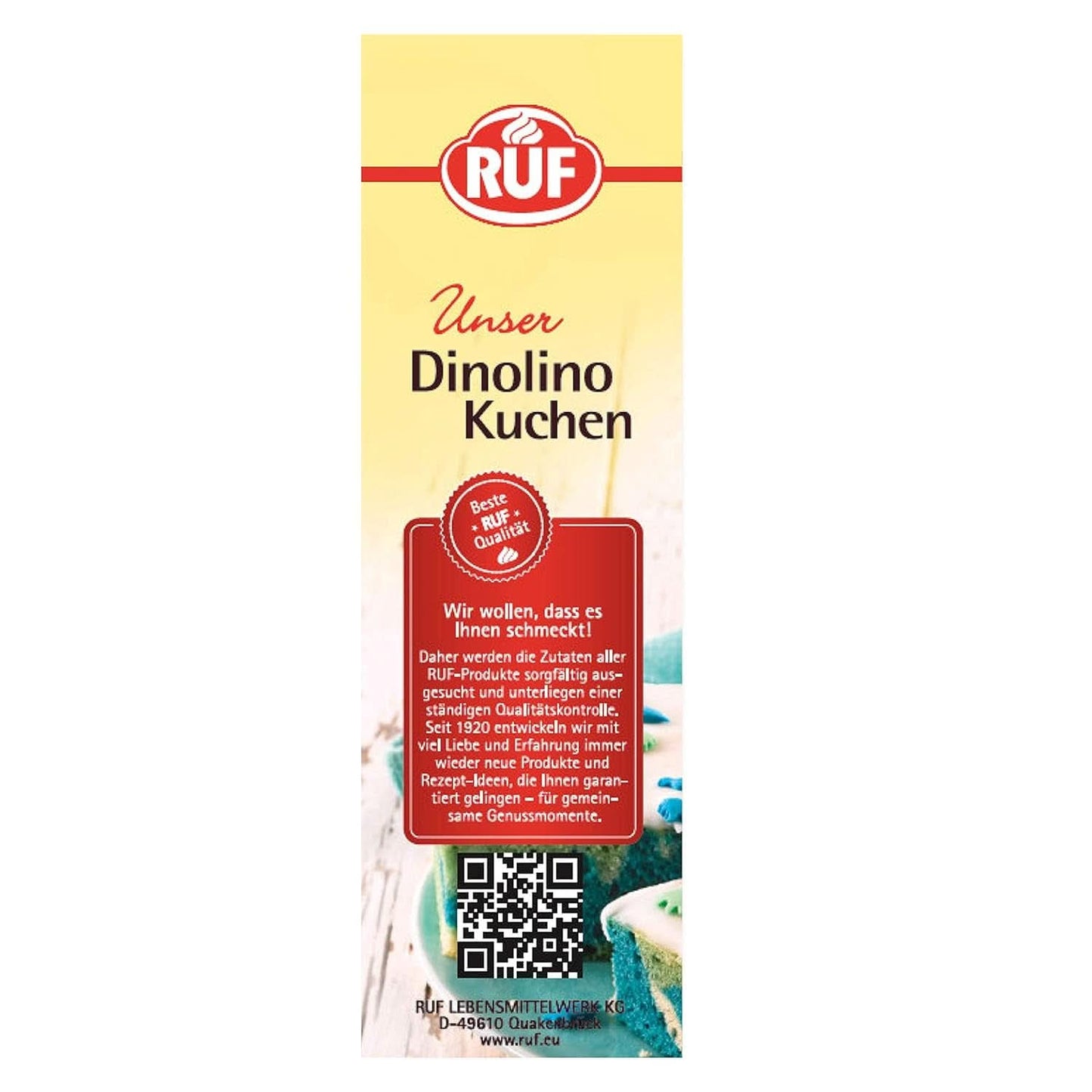 RUF Dinolino Taart, Driekleurige bladtaart met citroensmaak, 850 gram Sprinkles Naty Shop