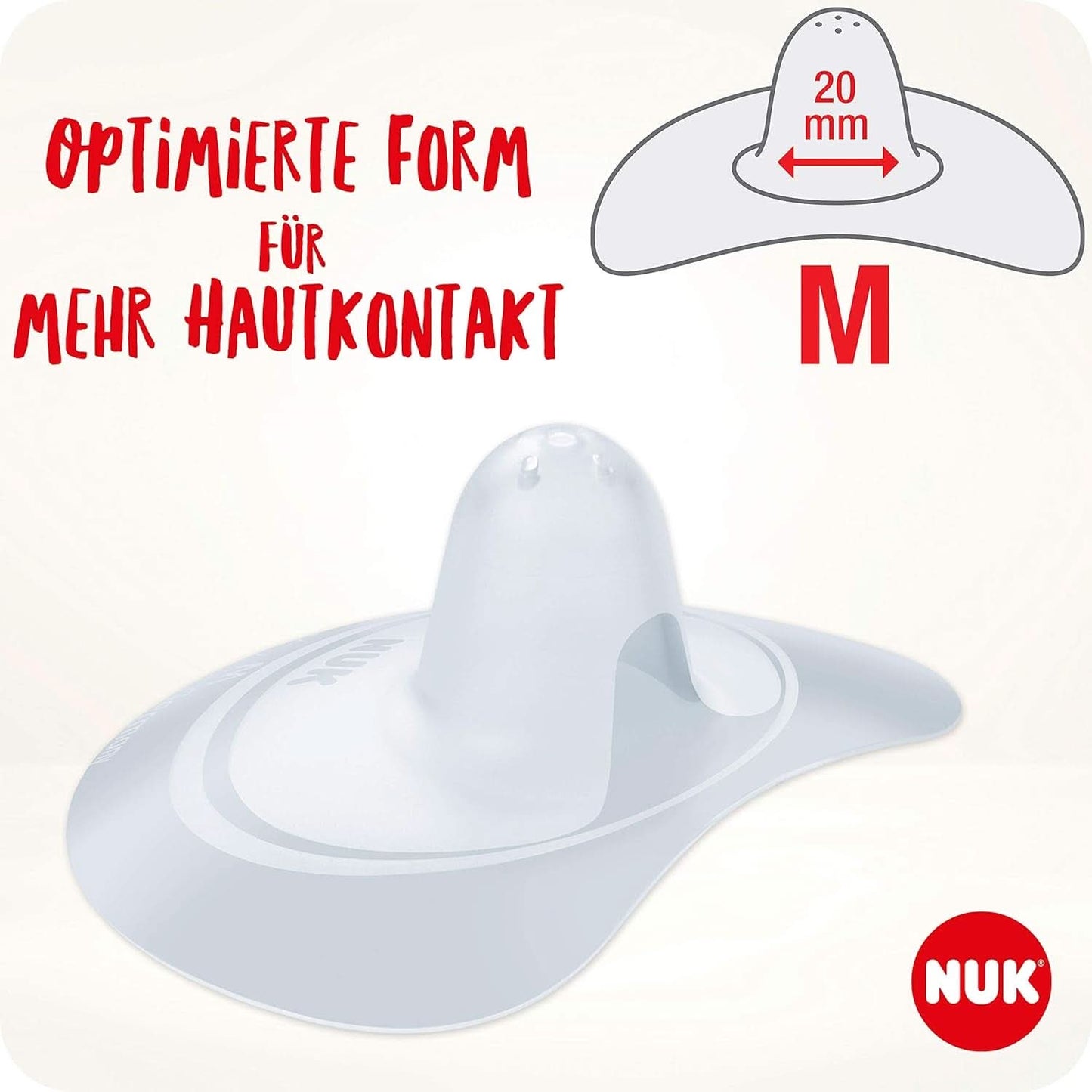 NUK Stillhütchen | Brusthütchen Zum Stillen | Schützt Vor Wünden Brustwarzen | Dünnes Silikon | Grote M (20 mm) | Inclusief Schutzdose | 2 Stück Accessoires voor babyvoeding en borstvoeding Naty Shop