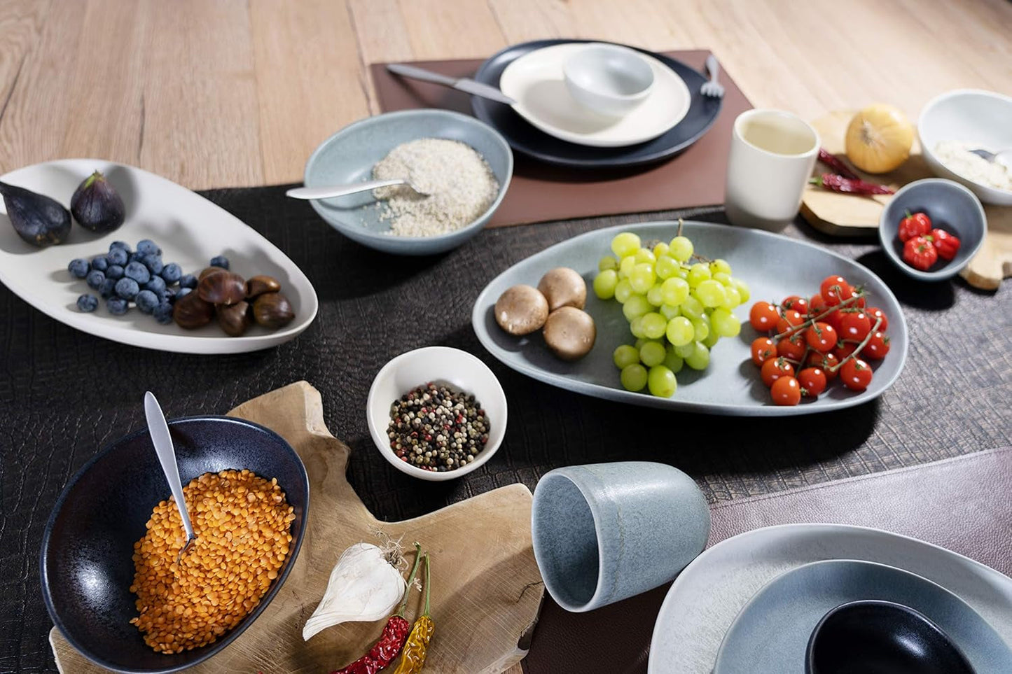 CreaTable, 22139, PIETRA-serie, 4-delige serviesset voor 4 personen, porseleinen bordenset, vaatwasser- en magnetronbestendig, gemaakt in Europa