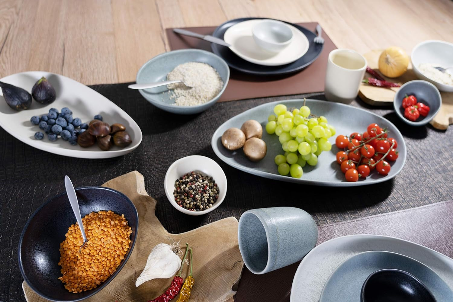 CreaTable, 22139, PIETRA-serie, 4-delige serviesset voor 4 personen, porseleinen bordenset, vaatwasser- en magnetronbestendig, gemaakt in Europa