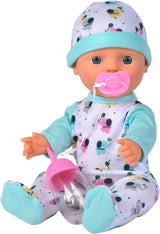 Babypop van 30 cm van vinyl met drink- en drinkfunctie, fles en fopspeen, vanaf 2 jaar