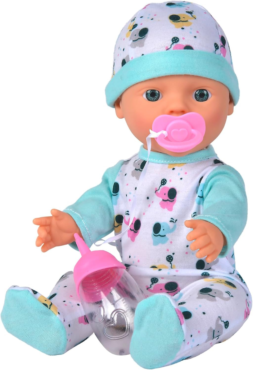 Babypop van 30 cm van vinyl met drink- en drinkfunctie, fles en fopspeen, vanaf 2 jaar