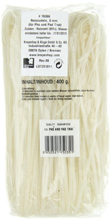 Rijstnoedels - Thaise, 3 mm brede rijstlintnoedels, gemaakt van rijstmeel - 17 x 400 g