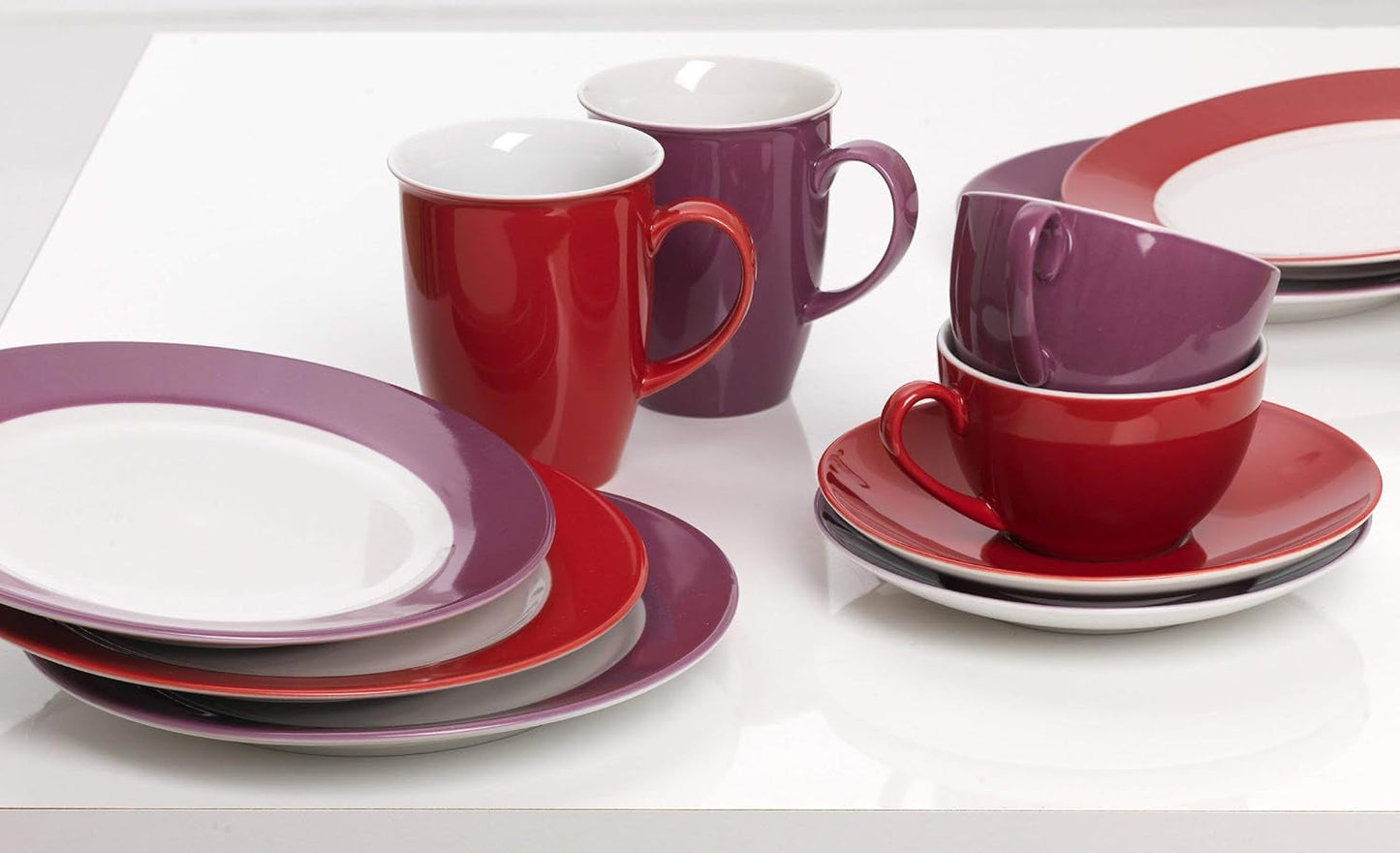 Ritzenhoff & Breker Doppio koffieservies, 12-delig, porselein, rood
