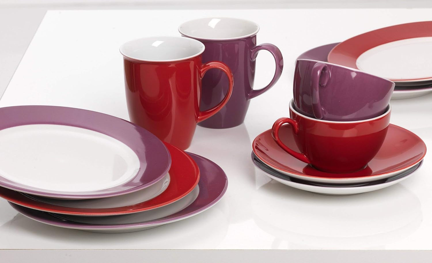 Ritzenhoff & Breker Doppio koffieservies, 12-delig, porselein, rood
