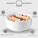 ZANGER | Marlo White Serviesset 24-delige Serviesset voor 6 personen met dessertborden, dinerborden, schalen en mueslischalen Porseleinen dinerbordenset Serviesgoed Modern design PREMIUM COLLECTIE