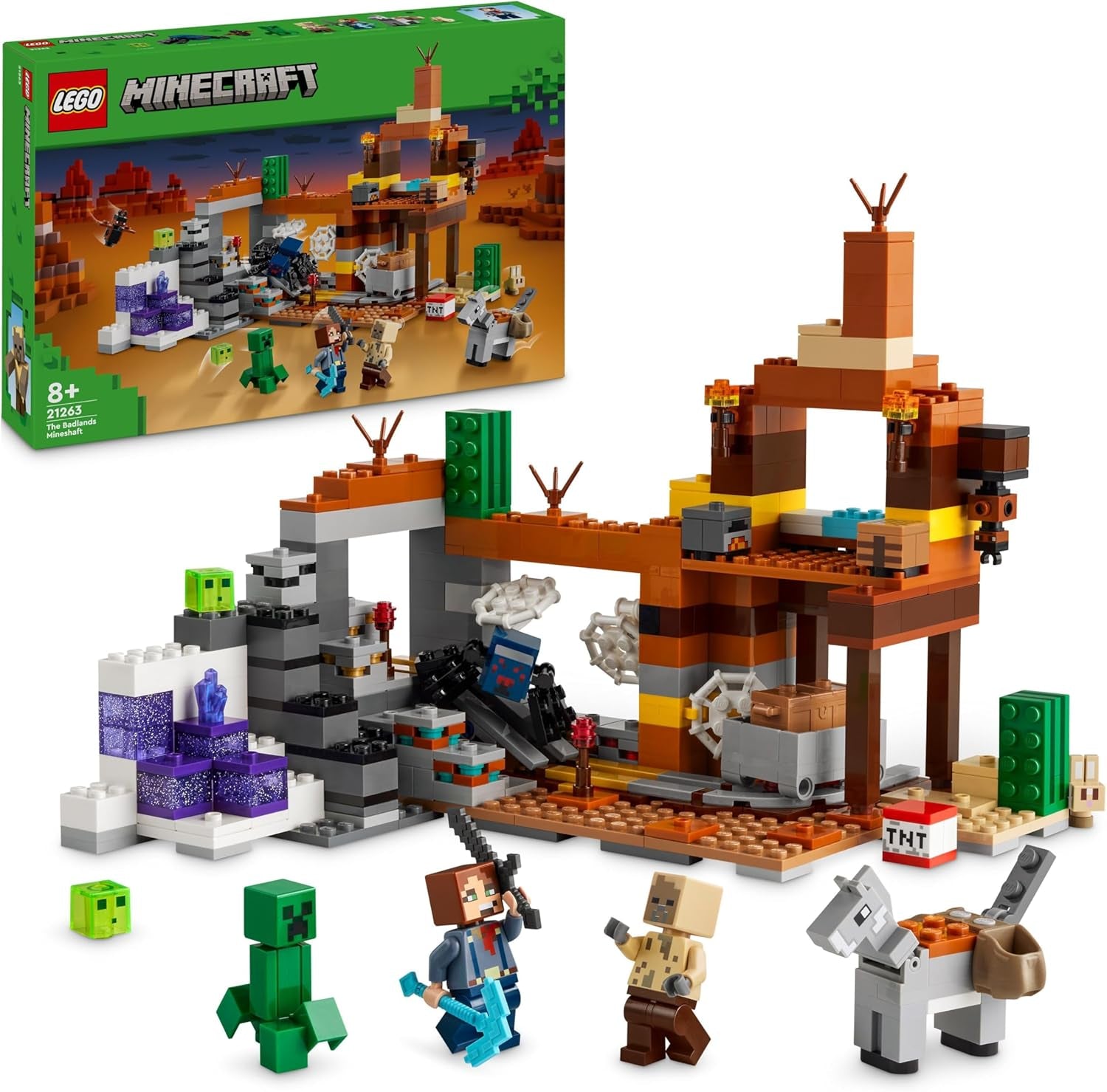 LEGO Minecraft Badlands Mijn Videogame Mijnbouwspeelgoedset voor jongens en meisjes vanaf 8 jaar Leuke bouwstenen avonturenset Verjaardagscadeau 21263 Bouwsets Bekijk de LEGO Store Standaardtitel