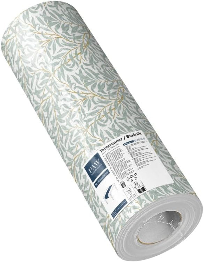 PAW - Airlaid tafelloper (40 cm x 24 m) I Tafeldecoraties voor communie, vormsel, bruiloft, jubileum, tuinfeest, doop I Tafeldecoraties Elegant tafellint - Wilgentak I Wilgentak
