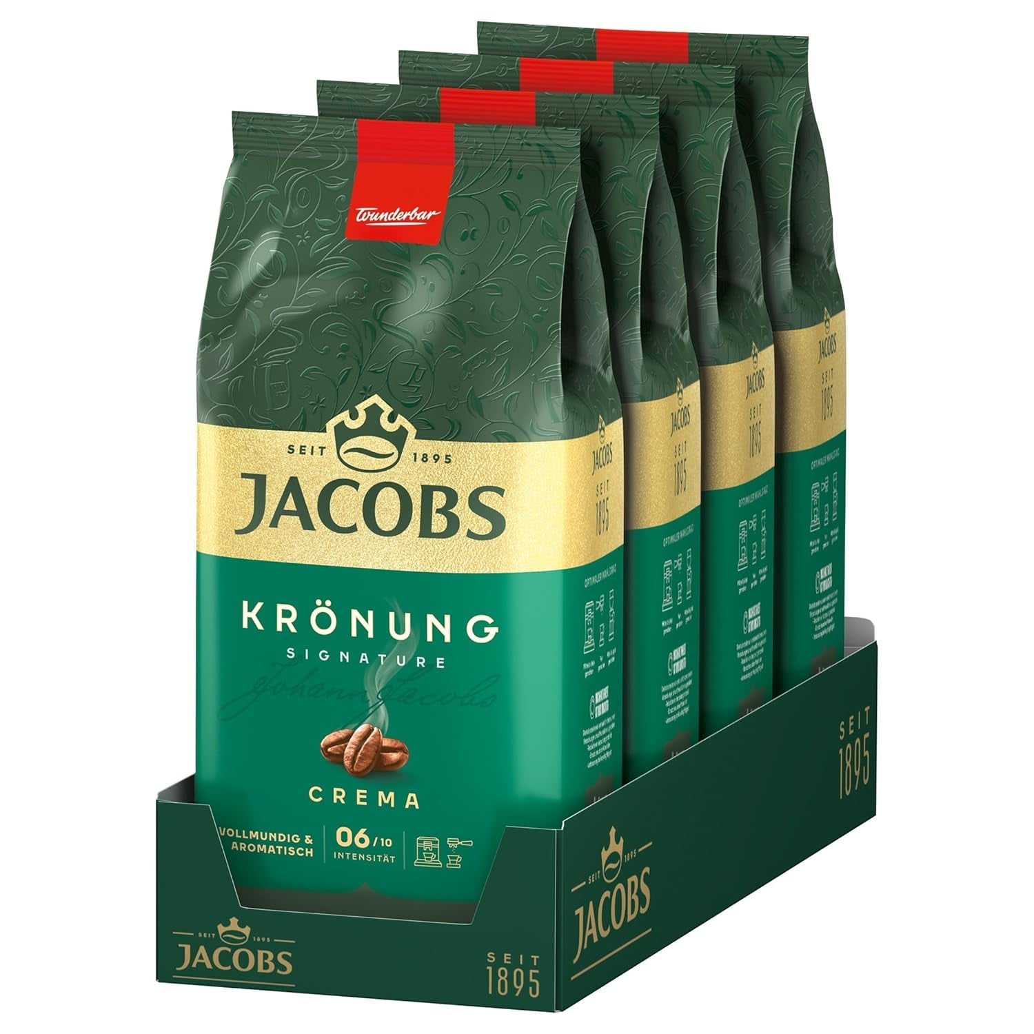 Jacobs Krönung Room, hele bonenkoffie, 4 stuks (4 x 1000 g)