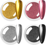 Chrom Nagel Pulver 4 Kleuren Iriserendes Aurora Pulver Metallic Spiegeleffect Pigment Parelmoer Meerjungfrau Glitter Einhorn Glitter voor Gel Polish Nail Art Decoratie-Purpurgrüner Jadeit