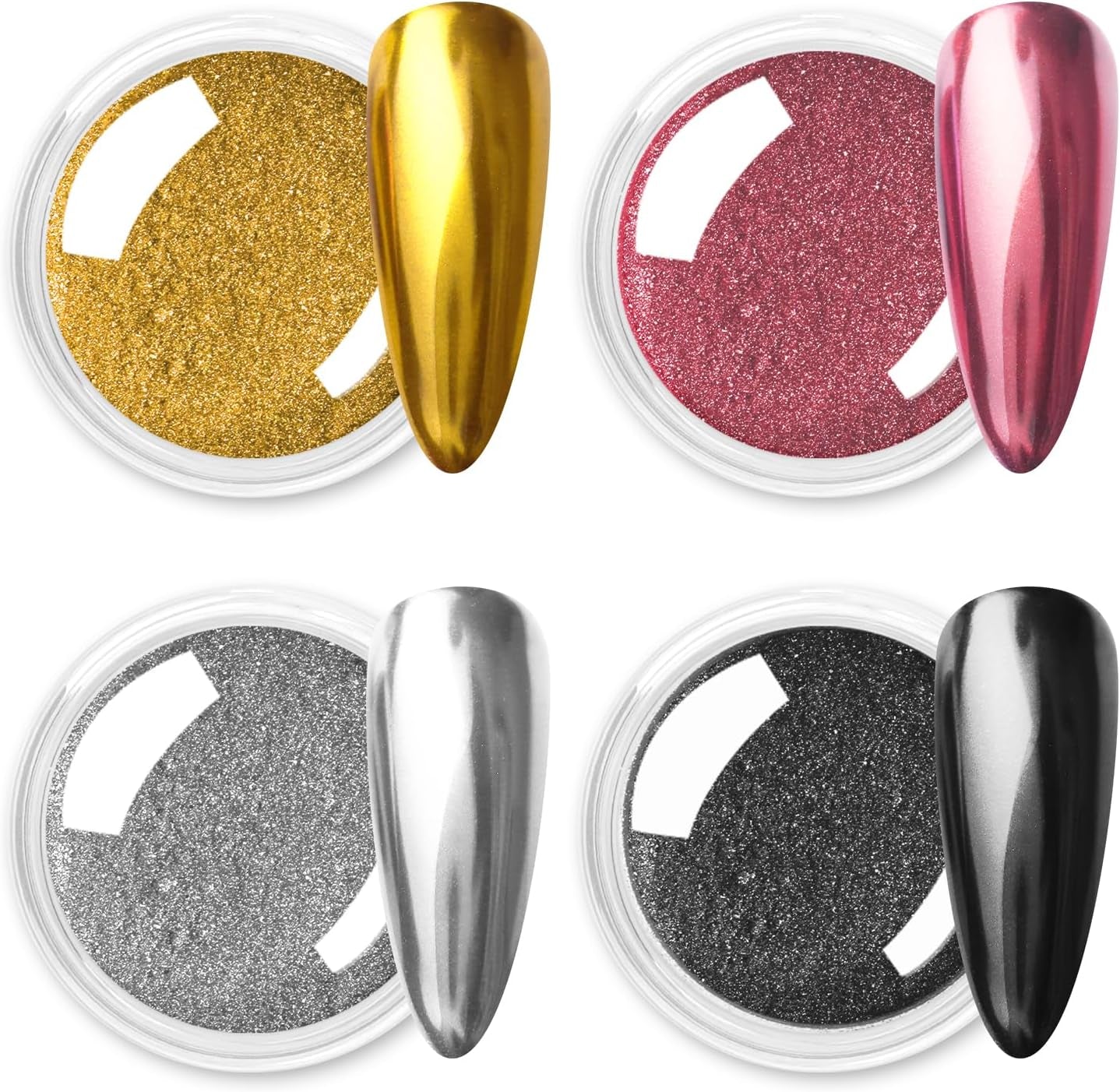 Chrom Nagel Pulver 4 Kleuren Iriserendes Aurora Pulver Metallic Spiegeleffect Pigment Parelmoer Meerjungfrau Glitter Einhorn Glitter voor Gel Polish Nail Art Decoratie-Purpurgrüner Jadeit
