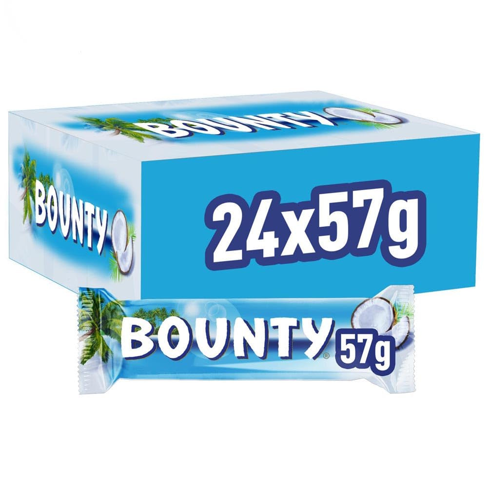 Bounty Chocoladerepen Kokoschocoladesmaak 24 repen in een verpakking (24 x 57 g)