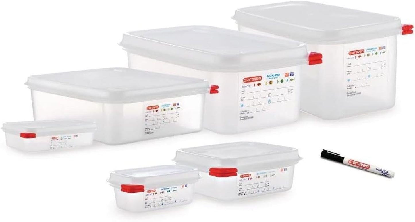 03350 PP Voedselcontainer GN met deksel, 1,1 l, 65 mm (4 stuks) Voedselbewaardozen Naty Shop