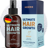 MOÉRIE Ultieme minerale haargroeispray voor langer, dikker en voller haar - met biotine en cafeïne - Veganistische haarproducten, vrij van parabenen, alle haartypes, keert haaruitval om - 2 maanden voorraad Haarverzorging Naty Shop enkele set