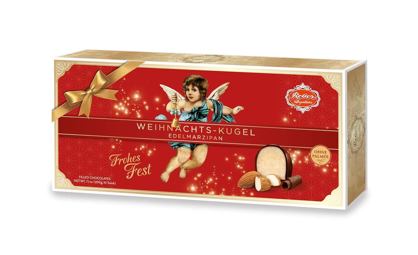 Reber Mozart-balletjes met pure chocolade, verpakking van 6 met marsepein en nougat, veganistisch - 1 x 120 g