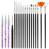 Hanyousheng 20 Stück Nagel Pinsel Set, 15 Stück Nageldesign Pinsel, 5 Stück Nail Art Dotting Tools voor DIY Nail Art Design