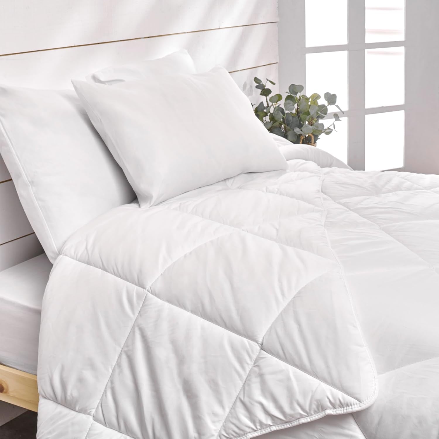 Bleu Calin Pack dekbed 1 persoon 140X200 Cm + 1 kussen 60X60 Cm, 95° wasbaar Dekbedden en dekbedden Naty Shop