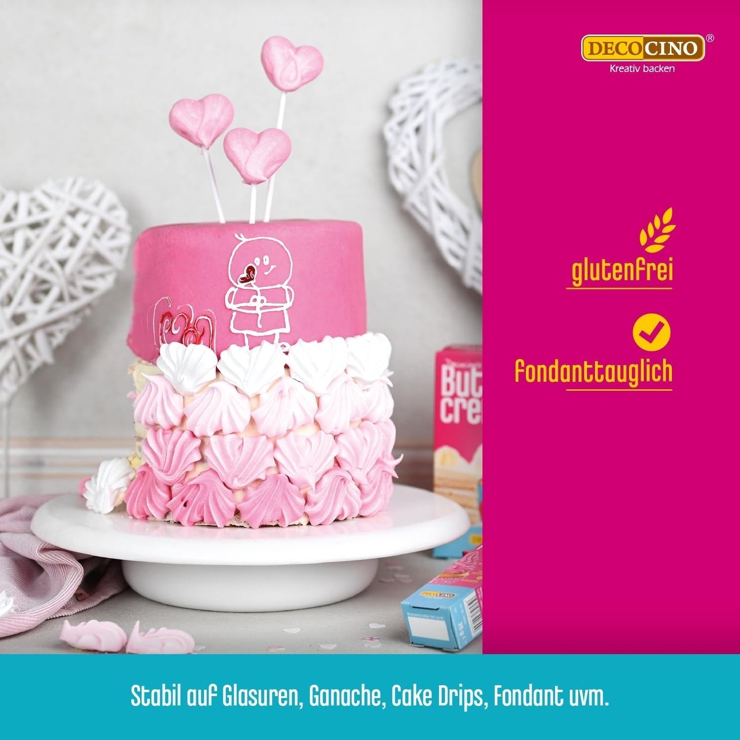 Decocino Red Sugar Lettering - Voedselkleuring Lettering - Praktische tube voor het etiketteren van fondant en glazuur - Bakdecoraties voor taarten, cakes en cupcakes! (Pack van 2)