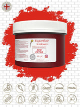 Kleurstof Sugarflair Max Concentrated Red, hooggeconcentreerde kleurstof voor marsepein en fondant, pastakleurstof Max Concentrated - 400 g
