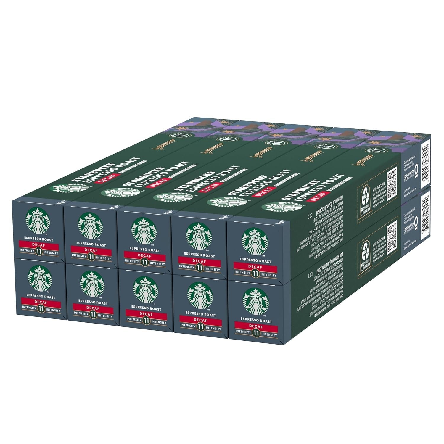 STARBUCKS Espresso Roast Entkoffeiniert van Nespresso, Dunkle Röstung, Kaffeekapseln 10 x 10 (100 Kapseln)
