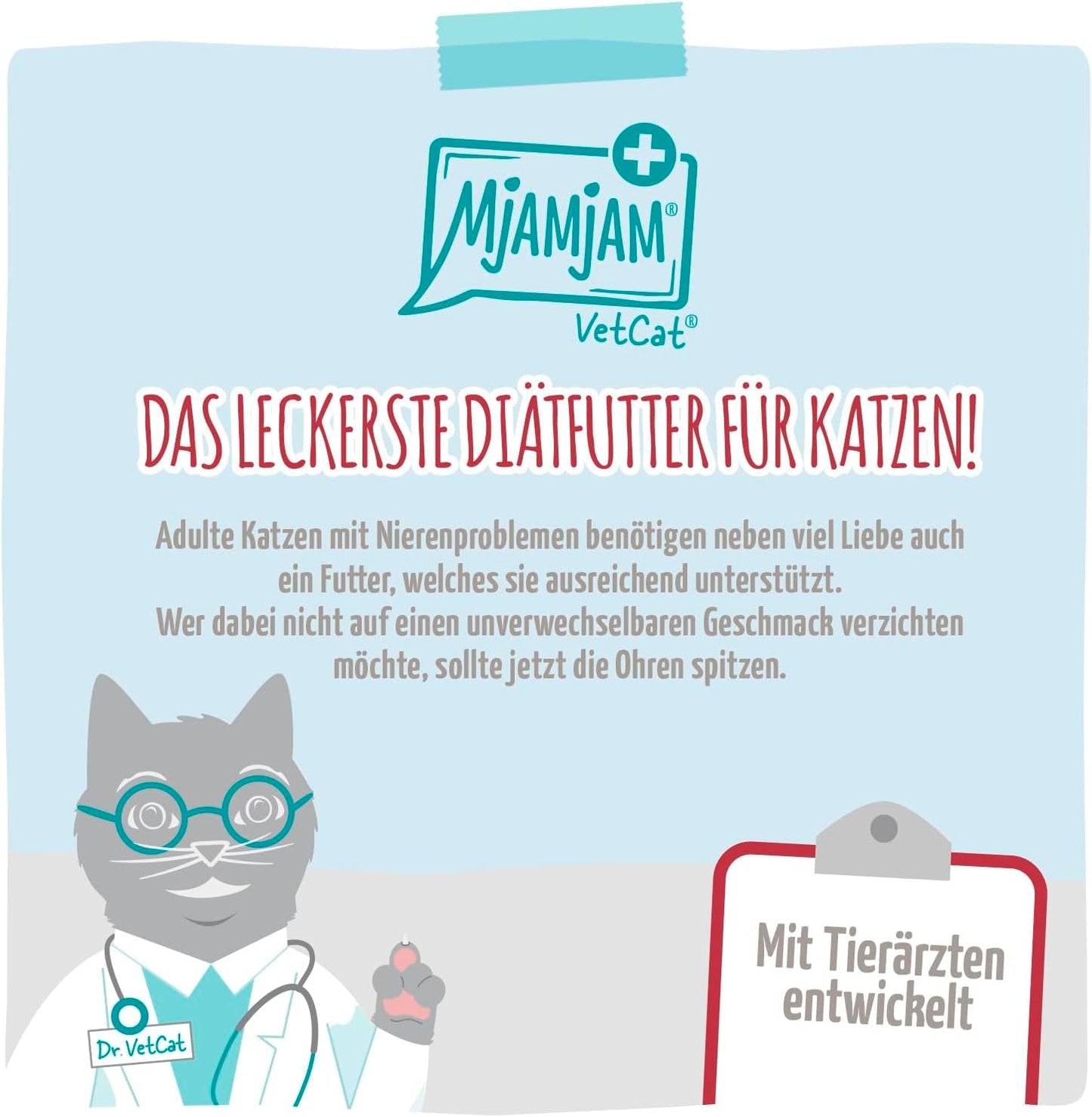 MjAMjAM VetCat - Premium natvoer voor katten - Dieet - Nier - Kip, 6-pack (6 x 200 g), graanvrij
