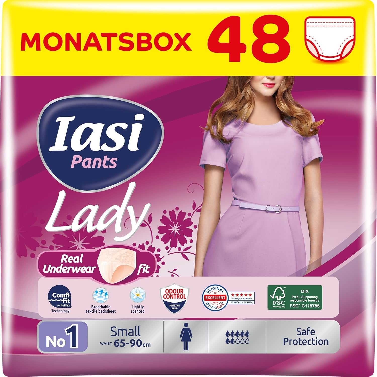 LADY Broek 48 Wegwerpbroekje voor urine-incontinentie Absorptievermogen Grote maat S voor dames 48 stuks