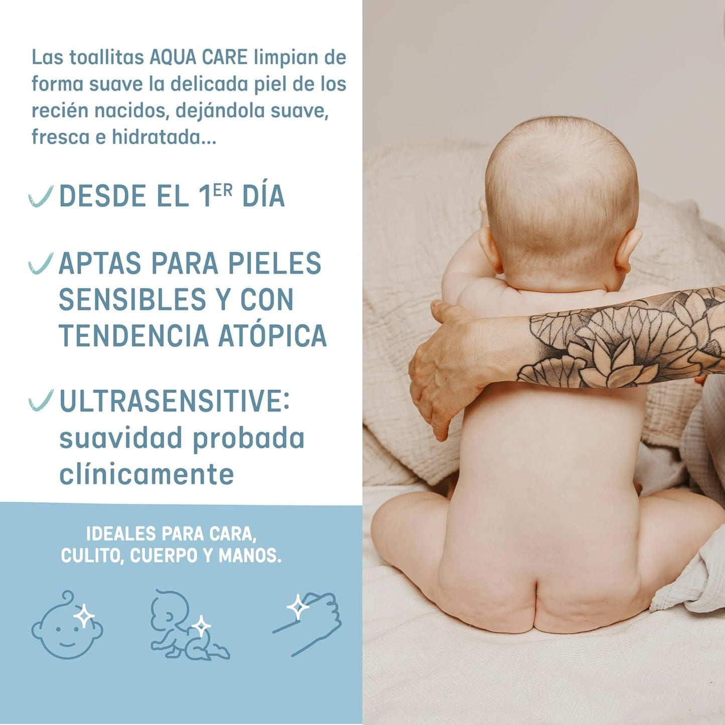 Suavinex Aqua Care Baby Natte Doekjes 60 Stuks Reinigingsdoekjes 99% Water Plantvezels Aloë Vera Geurvrij Alcoholvrij Dermatologisch getest Geschikt voor de gevoelige huid