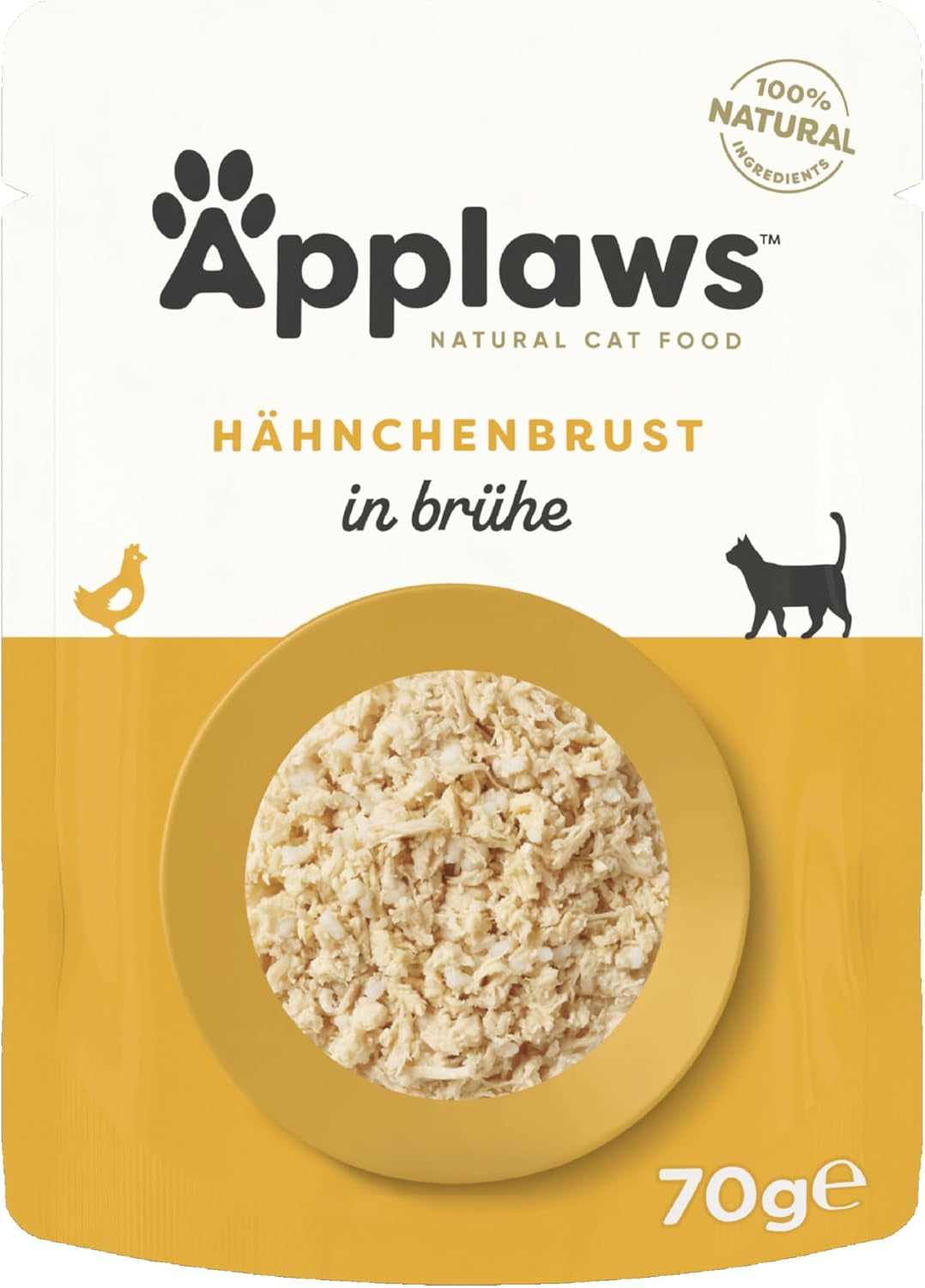 Applaws 100% natuurlijk nat kattenvoer, kippenborst in bouillon - Verpakking van 12 zakjes van 70 g
