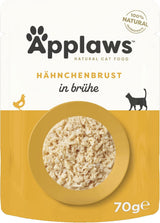 Applaws 100% natuurlijk nat kattenvoer, kippenborst in bouillon - Verpakking van 12 zakjes van 70 g