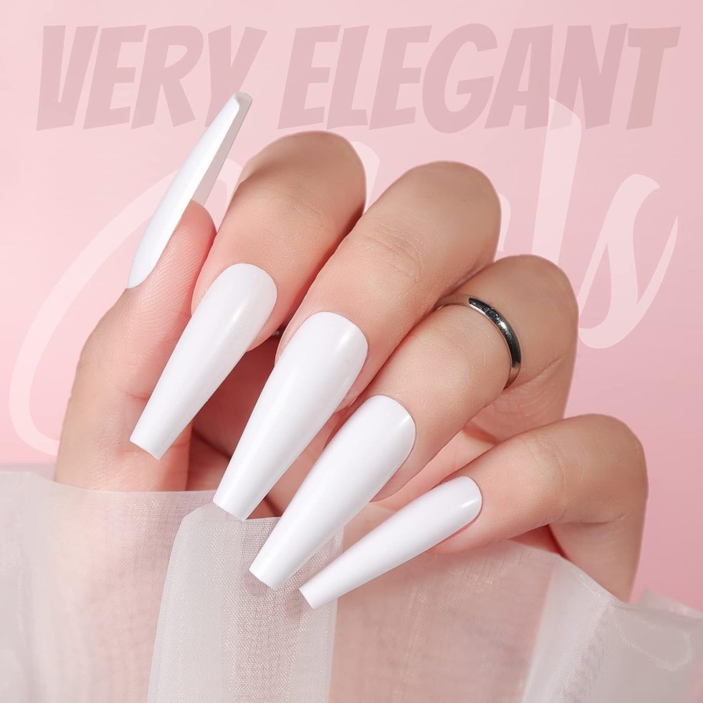 FANDAMEI 12 Kleuren 288pcs Gladde Kunstnagels Lange Ballerina Doodskist Kunstnagels Acryl Nail Tips Lange Ballerina Kunstnagels