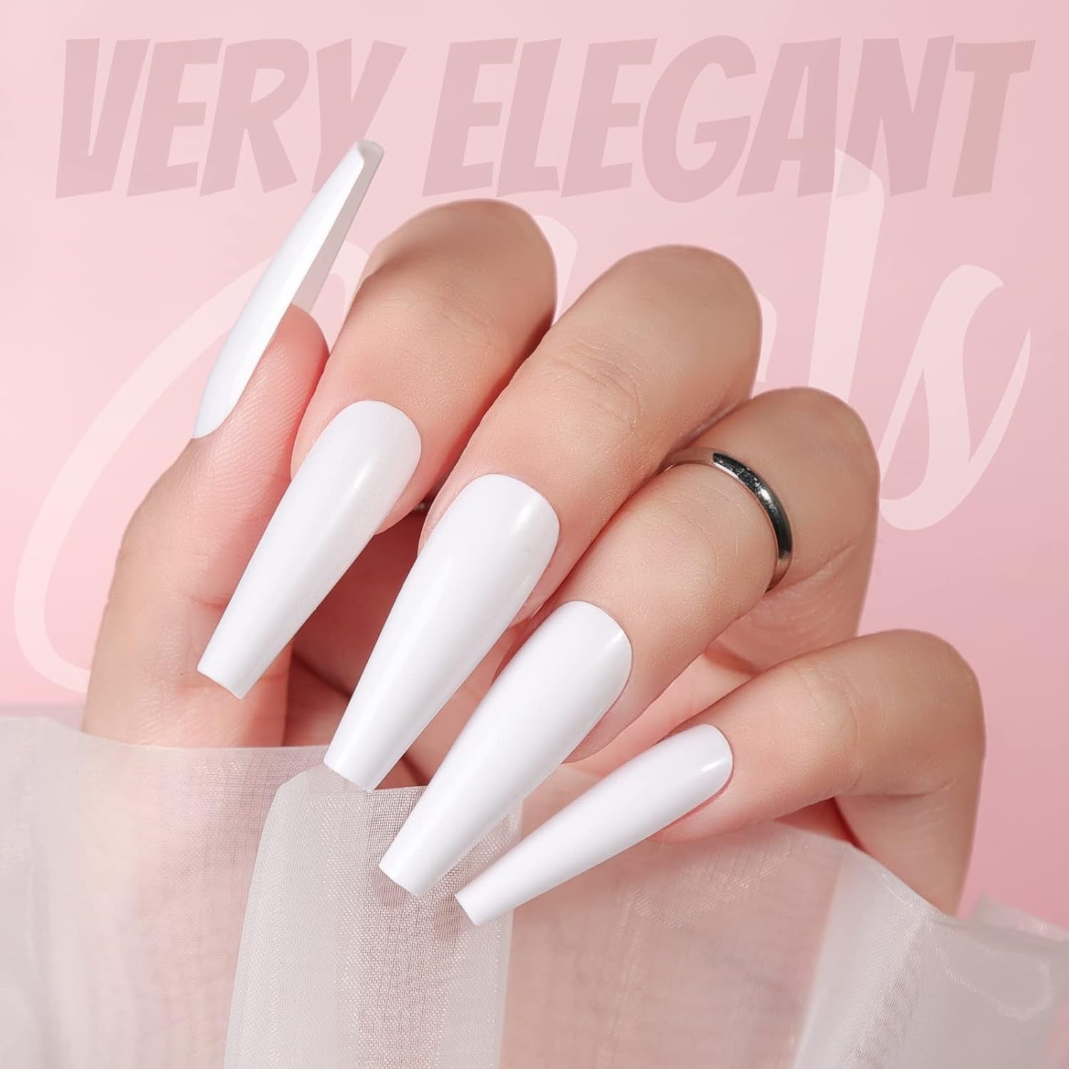 FANDAMEI 12 Kleuren 288pcs Gladde Kunstnagels Lange Ballerina Doodskist Kunstnagels Acryl Nail Tips Lange Ballerina Kunstnagels