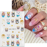 JMEOWIO Nagelsticker Weihnachten 10 Blatt Nail Art Sticker Selbstklebend Nagelaufkleber Glitter Schneeflocke Xmas Winter Urlaub Gold Decoratie Nageldesign Zubehör