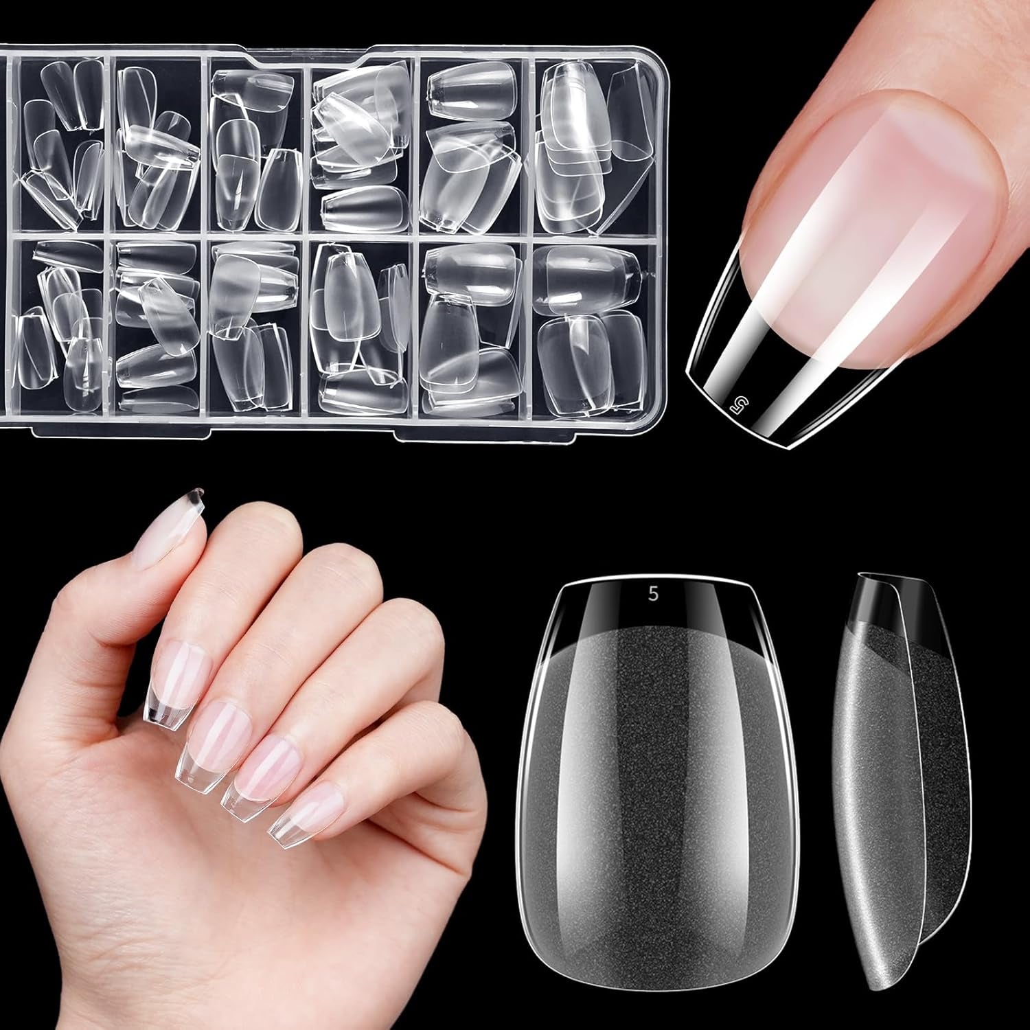Korte kunstnagels Ballerina 120 stuks lijm op 12 maten Korte kunstnagels Zachte gel Volledige dekking nageltips voor korte gelnagels S