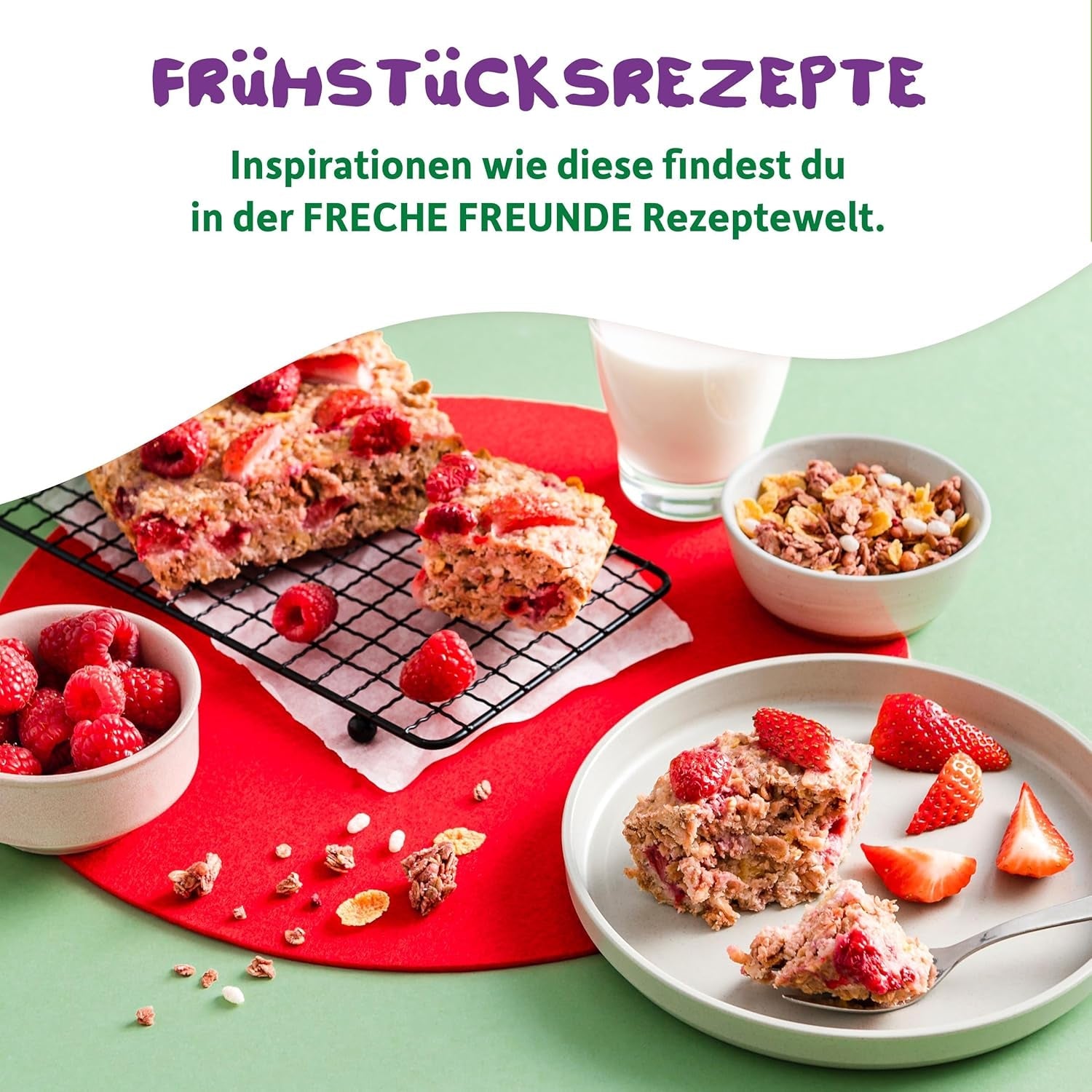 FRECHE FREUNDE Biologische ontbijtmuesli Edda's bessen knapperige mueslimix voor schoolkinderen met gevriesdroogde aardbeien Veganistisch 6-pack (6 x 280 g)