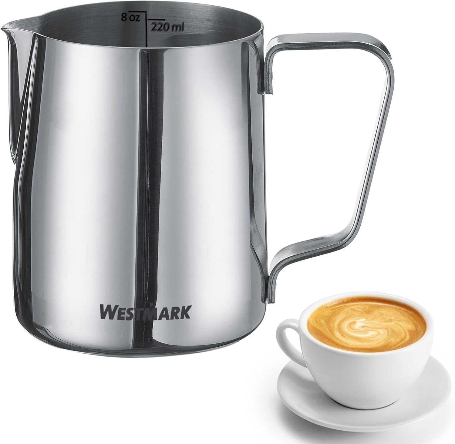 Westmark Brasilia Melkkaraf 200 ml - ideaal voor koffieroom, melk, honing en andere koffie- en thee-additieven, barista-accessoire - roestvrij staal