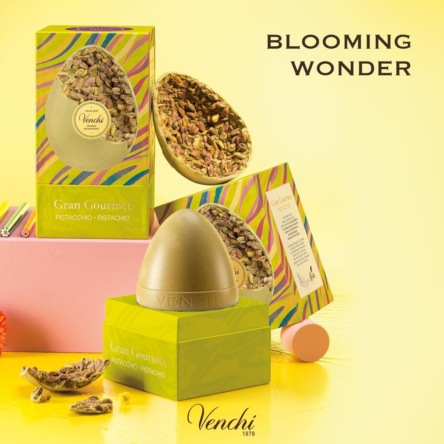 Venchi - Chocolade-ei, pistachesmaak, met hele pistache, met verrassing, glutenvrij, 500g, Paascollectie, cadeau-idee