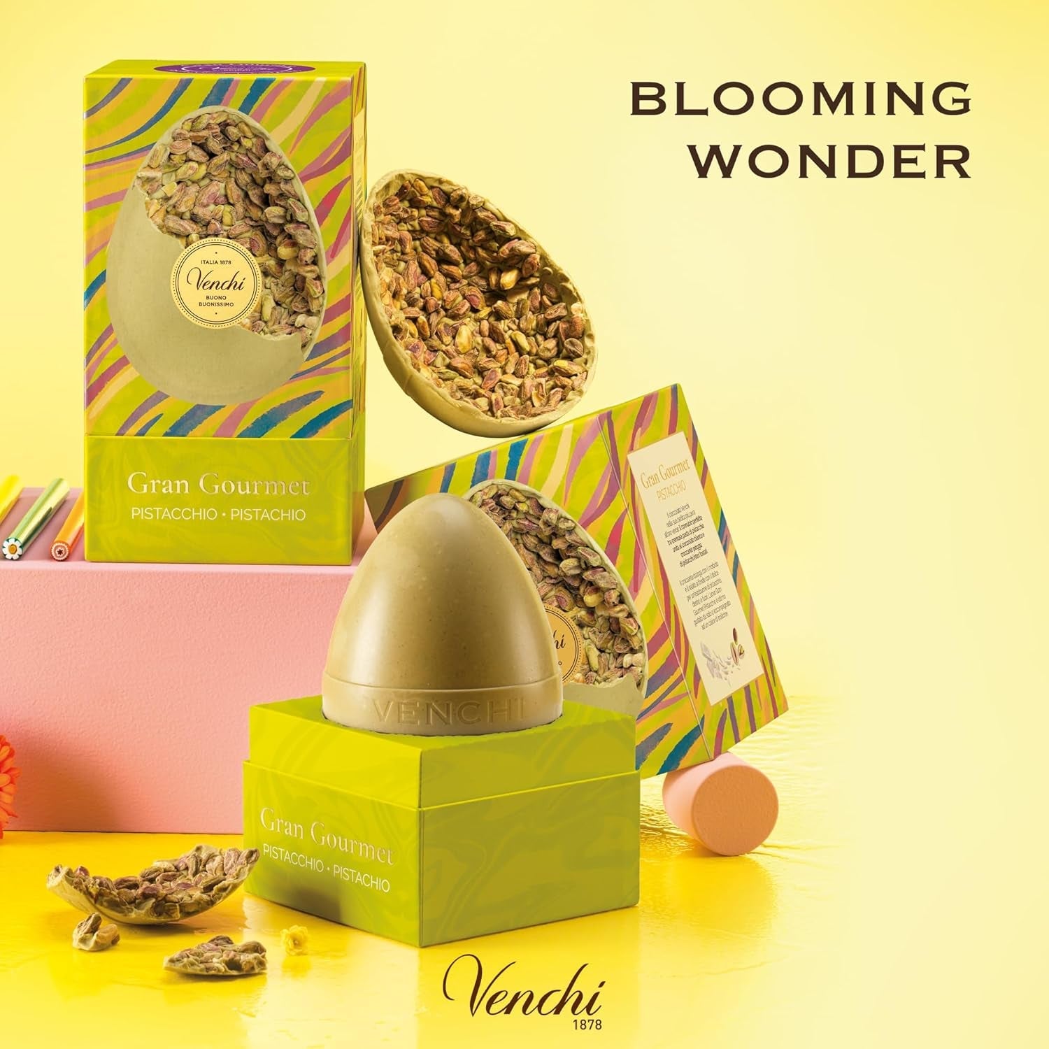 Venchi - Chocolade-ei, pistachesmaak, met hele pistache, met verrassing, glutenvrij, 500g, Paascollectie, cadeau-idee