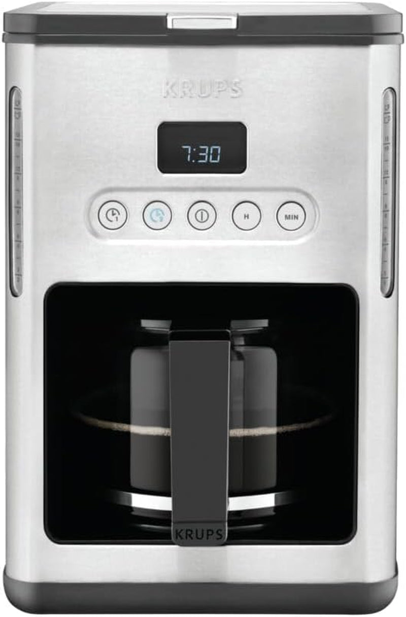 Koffie-espressomachine met filter Krups KM442D Premium | 10-15 kopjes | 1000 watt | programmeerbaar | warmhoudfunctie | roestvrij staal | zwart