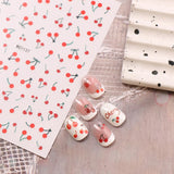 JMEOWIO Nagelsticker Kirschfrucht 6 Blatt Nail Art Sticker Selbstklebend Nagelaufkleber Decoratie Nageldesign Zubehör