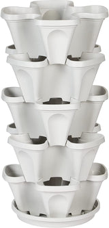 Verticale stapelbare plantenbak met 5 niveaus voor aardbeien, kruiden, bloemen en groenten voor binnen- en buitentuin.