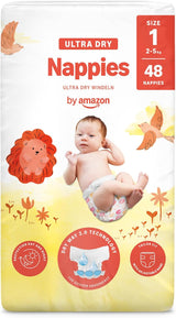 Amazon Ultra Dry Luiers, maat 3 (4-9kg) - Maanddoos, Wit, 172 stuks (2 verpakkingen van 86) (Voorheen Mama Bear, identiek product)