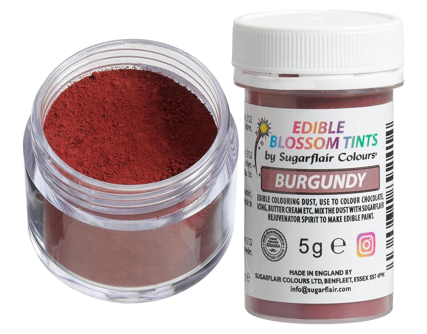 Sugarflair Blossom Tint Dust Burgundy Food Coloring Powder - Kleurstofpoeder voor taartdecoraties, fondant, glazuur, chocolade, botercrème, macarons en meer - 5G